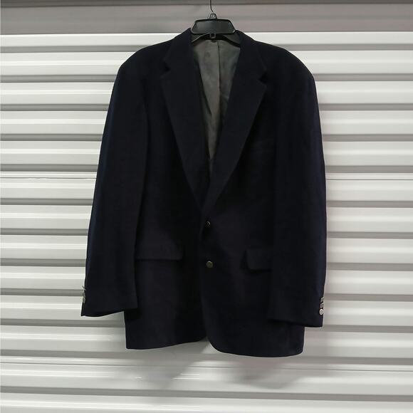 Vintage Christian Brooks 100% Camel Hair Men's Blazer Sport Coat Size 42L Navy